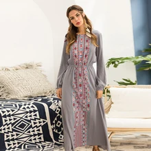 Khale Yose 2019 Autumn Maxi Dress Long Sleeve Floral Print Bohemian Dresses For Women Big Plus Size Boho Chic Ethnic Gypsy Dress women floral print bohemian maxi dress gypsy wrap maxi dress vintage puff sleeve blossom boho maxi dress spell dress