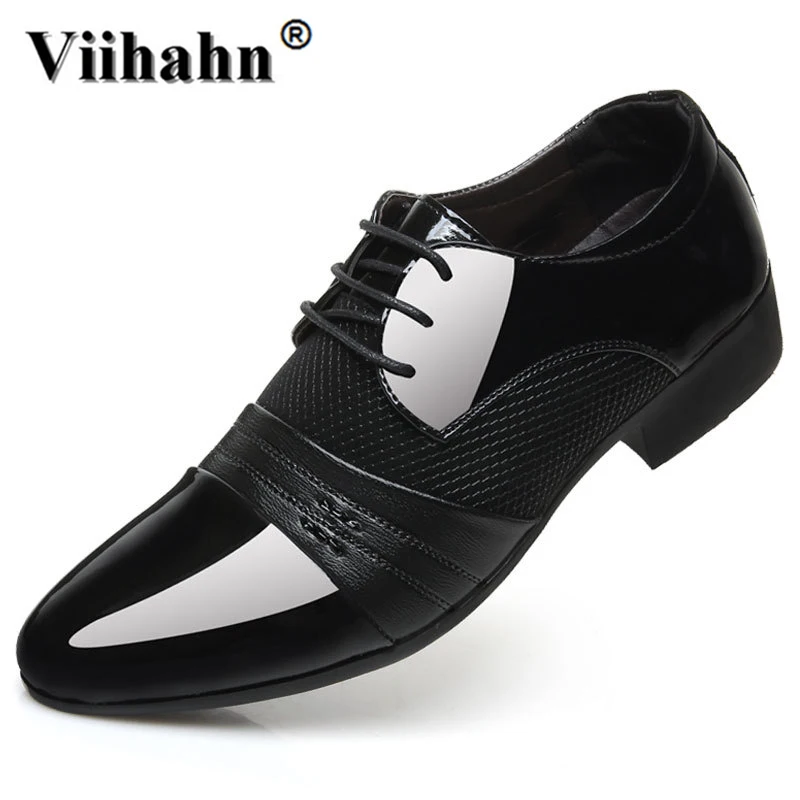 Viihahn Men's Pointed Toe Pleather Dress Shoes Casual Oxford Shoeshoes