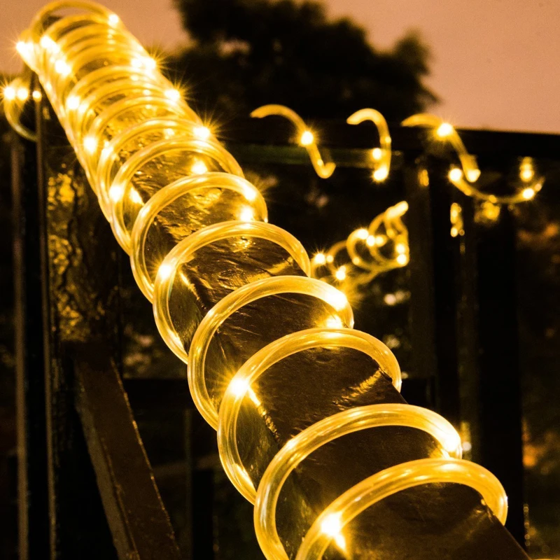 Водонепроницаемый Рождественский наружный светодиодный светильник-гирлянда, новогодний гибкий веревочный светильник, праздничный декоративный светильник для свадебной вечеринки