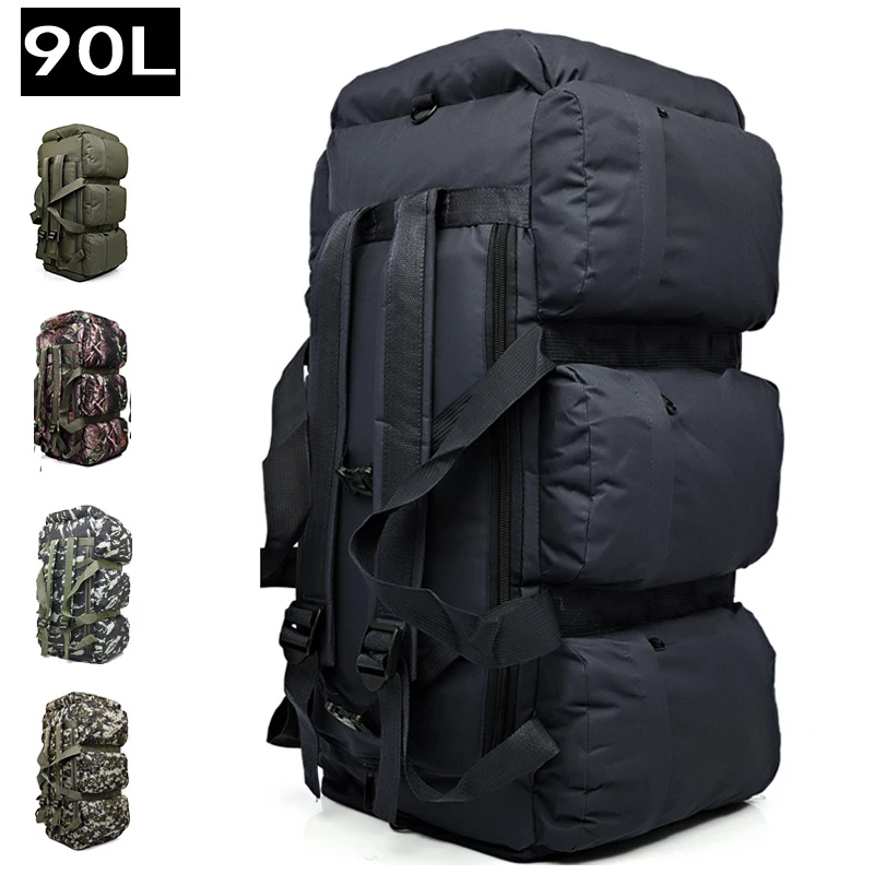  90L Large Capacity Outdoor Hiking Backpack Military Tactical Pack Camouflage Luggage Bag Camping Te