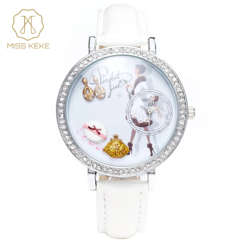 Женские мини часы модные офисные с 3d эффектом глины кожаным ремешком