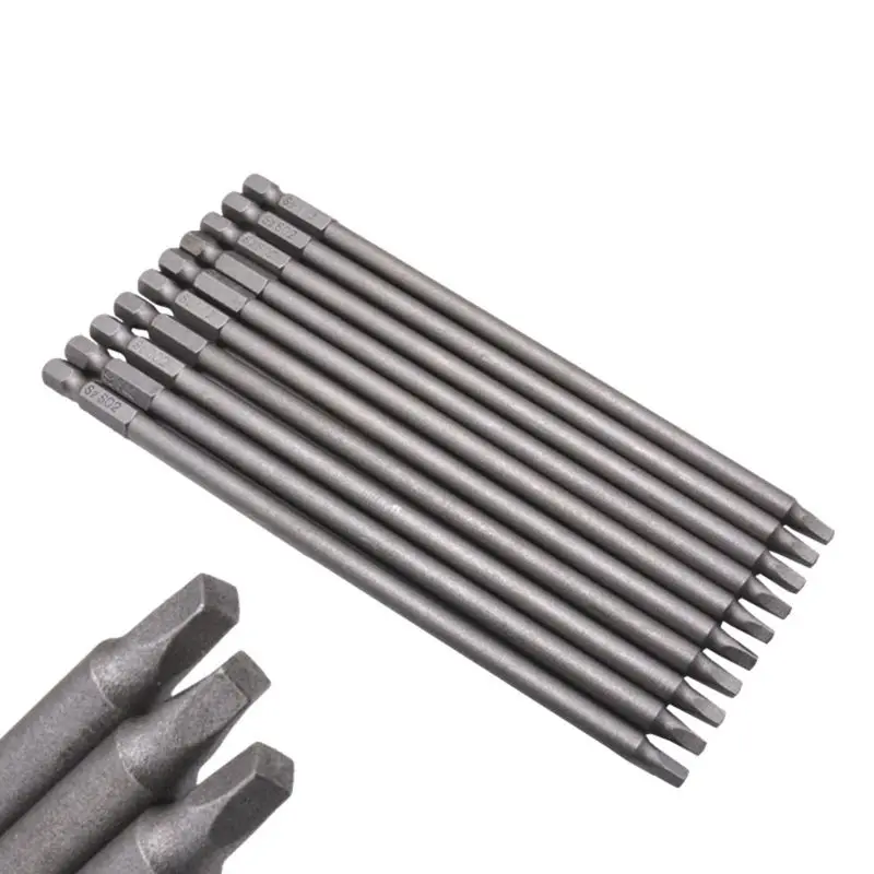 

10PCS 150MM Electric Driver Bits Hand Tools Screwdriver Drill Bit S2 1/4 Inch Hex Shank Magnetic Square Head Screwdriver Bits