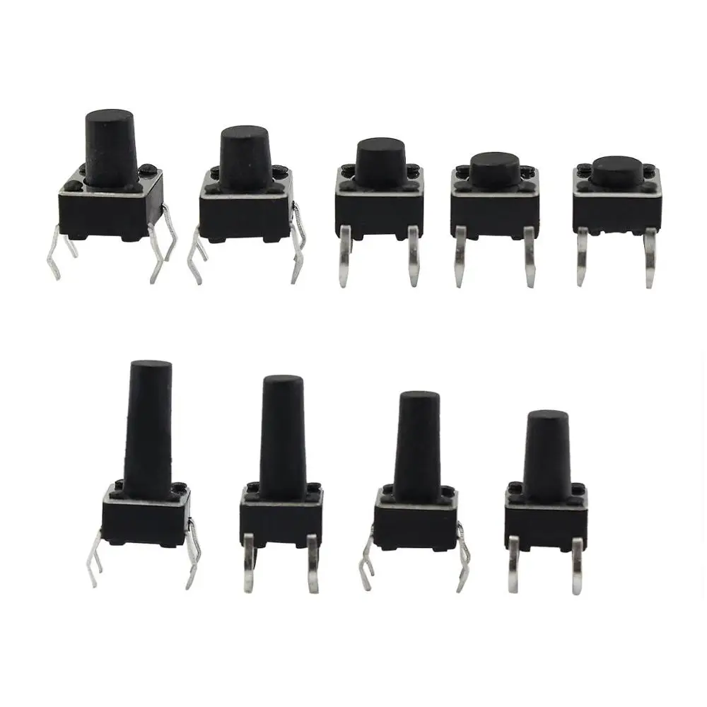 

25PCS 6x6x6MM Tactile Push Button Switch Micro Momentary Tact 4Pin DIP Switch 6x6x4.3/5/6/7/8/9/10/11/12/13/14/15MM