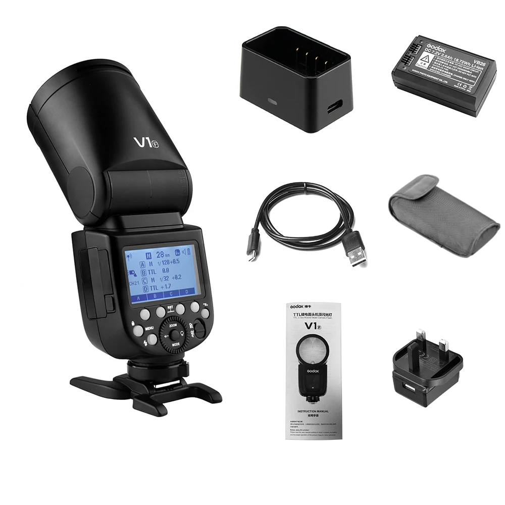 Godox V1F профессиональная камера dslr Flash Studio Speedlite Speedlight с круглой головкой Беспроводная 2,4 г для Fujifilm камера s фотография