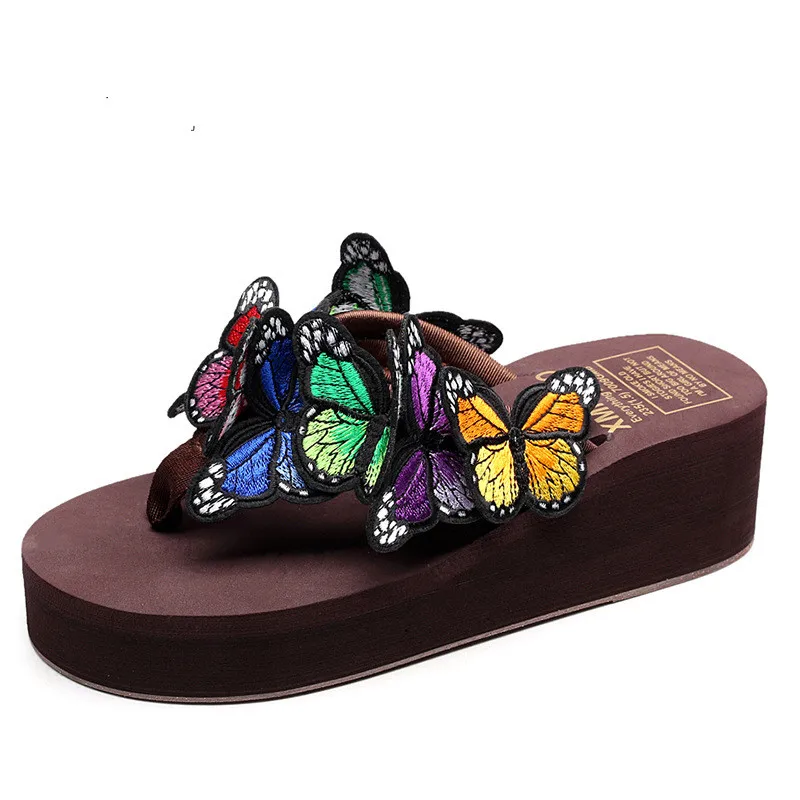 Модные тапочки ручной работы; женские домашние тапочки с бабочками; нескользящая Повседневная пляжная обувь; шлепанцы; ; женская обувь - Цвет: 7