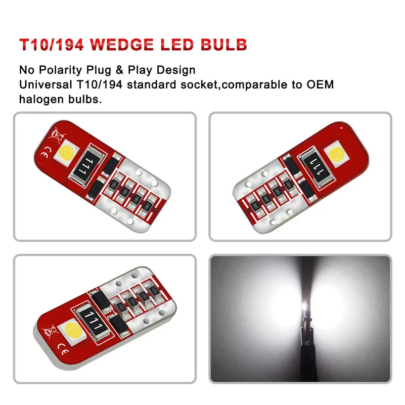 10x T10 Светодиодные лампы W5W 168 194 LED CANBUS автомобильное Внутреннее освещение