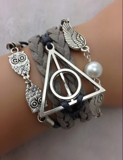 

1pc Bracelet- Infinity owl wing white bead 1564 Min order 10$