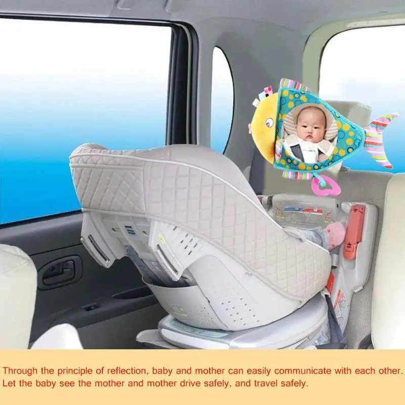 Детское автомобильное зеркало на заднем сиденье, красочная рыба, плюшевая форма, регулируемая Детская безопасность, монитор для наблюдения, полезные автомобильные аксессуары, уход за ребенком