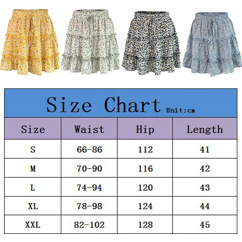 Hirigin New Women Summer Boho Short Skirt Evening Party Beach Sundress Floral Skirt