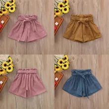 Одежда для маленьких мальчиков и девочек; Летняя Детская мода для девочек; хлопковые однотонные пляжные шорты с бантом; штаны; одежда;