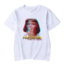 Quentin Tarantino белая футболка для женщин хлопок Миа целлюлоза художественный дизайн короткий рукав повседневные модные рубашки для женщин