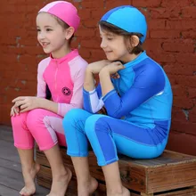 Детский УФ-купальник, спортивная одежда для мальчиков и девочек, цельная одежда для плавания с длинным рукавом, одежда для плавания, солнечные защитные купальные костюмы для серфинга