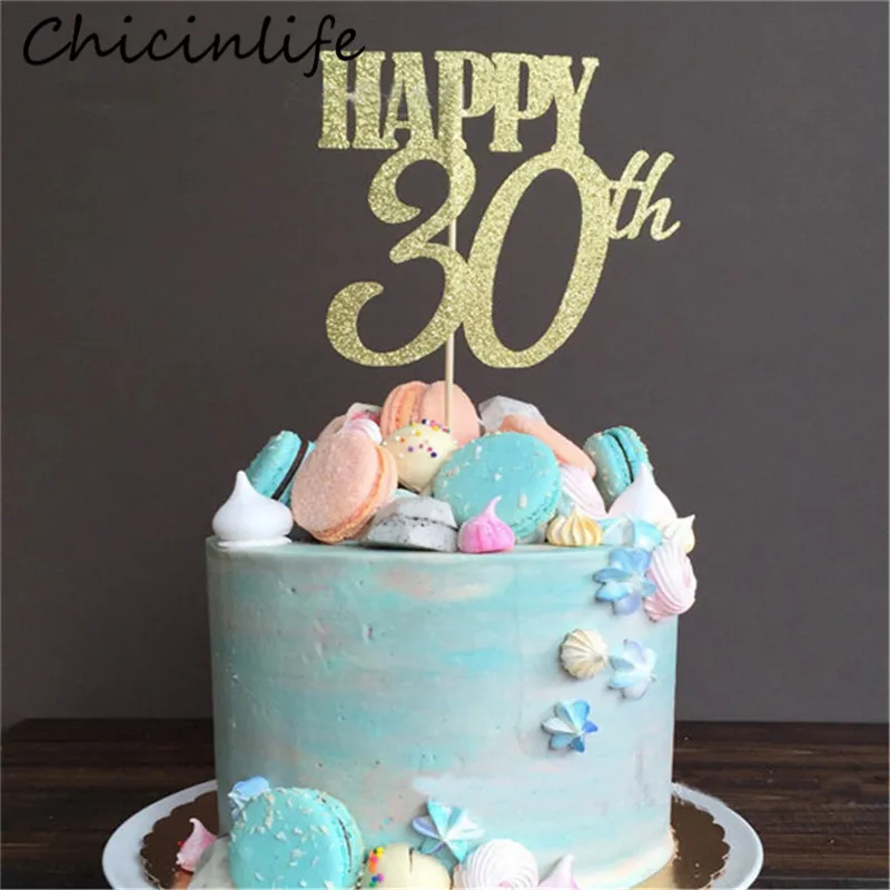 Chicinlife 1 шт. Золотой счастливый 30th/40th/50th 60th торт Топпер Взрослый день рождения Юбилей день рождения товары для украшения торта