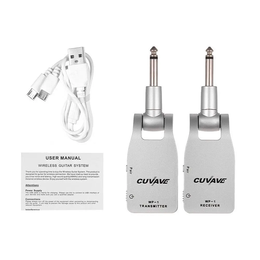 

Wireless Guitar Pickup Set Transmitter Receiver 2.4G Built-in Rechargeable Battery 30M Transmission Range for Electric Guitar