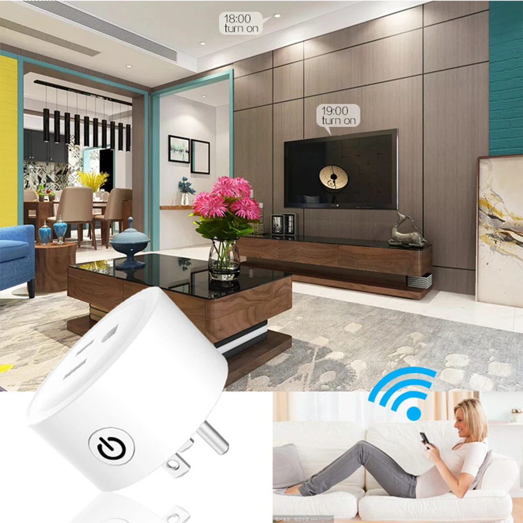 

2pcs US Plug Wi-Fi Enabled Mini Outlets Smart Socket Wireless Electric Device Control Plug Phone App Smart Timer