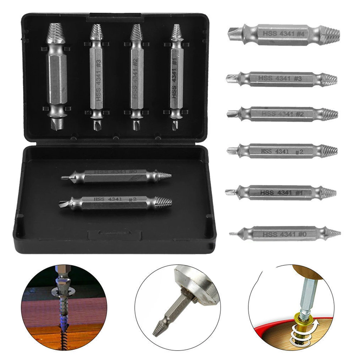 

ANENG 6cps/Set HSS Screw Extractor Damaged Screw Remover Easy Out Drill Bits Bolts