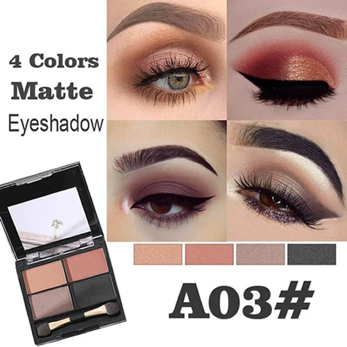 4 Colors Eye Shadow Palette Makeup Natural Shimmer Matte DIY