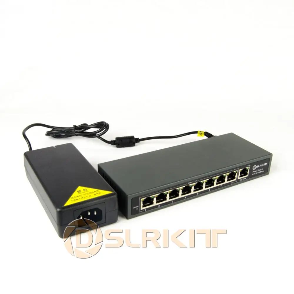 DSLRKIT 120 ватт 9 Порт 8 PoE коммутатор 802.3af 802.3at питание по Ethernet PSE18AT