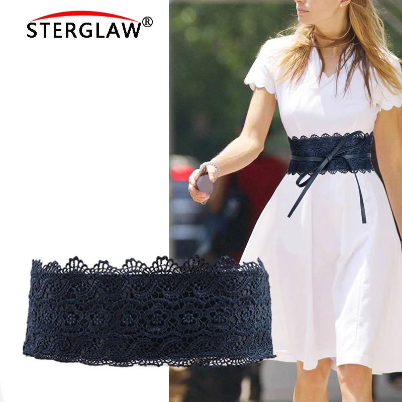 Wide Corset Lace Women Wedding Dress Belt Female Self Tie Waistband 8C