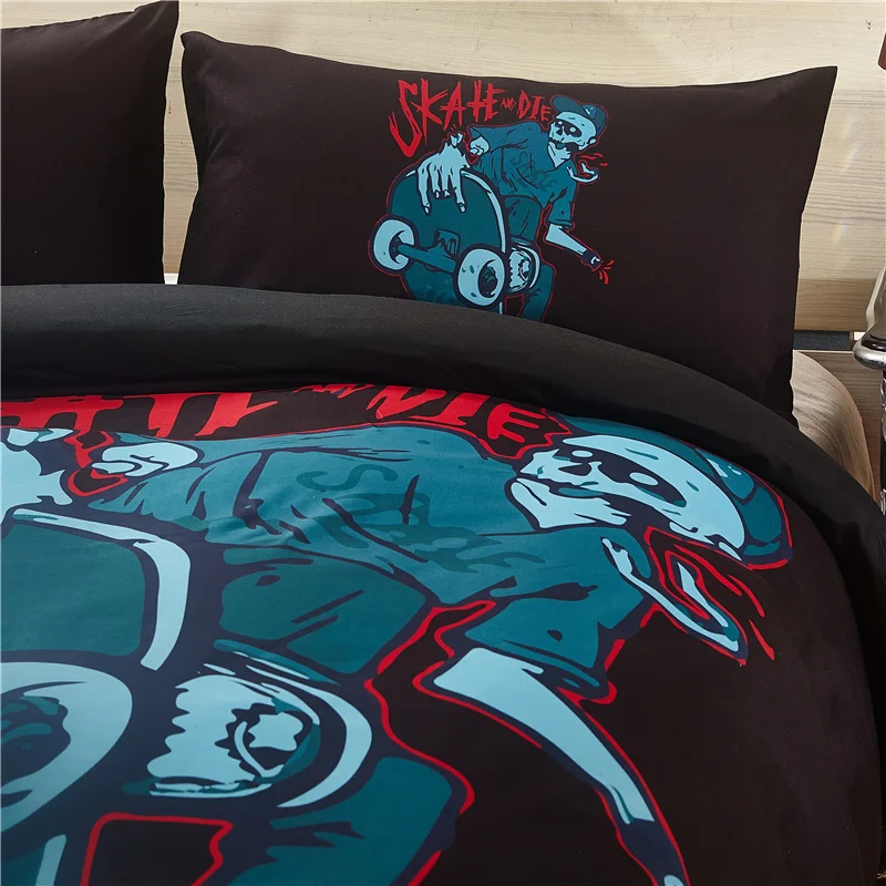 Skateboard Skull 3d Bedding Sets 4 Varian