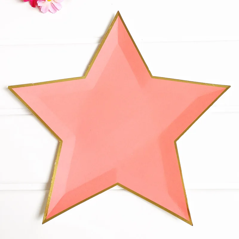 8 шт 11 дюймов пентаграмма Бумага пластины вечерние блюдо одноразовая посуда Star детских празднований дня рождения свадеб принадлежности для вечеринки, оптом - Цвет: Red