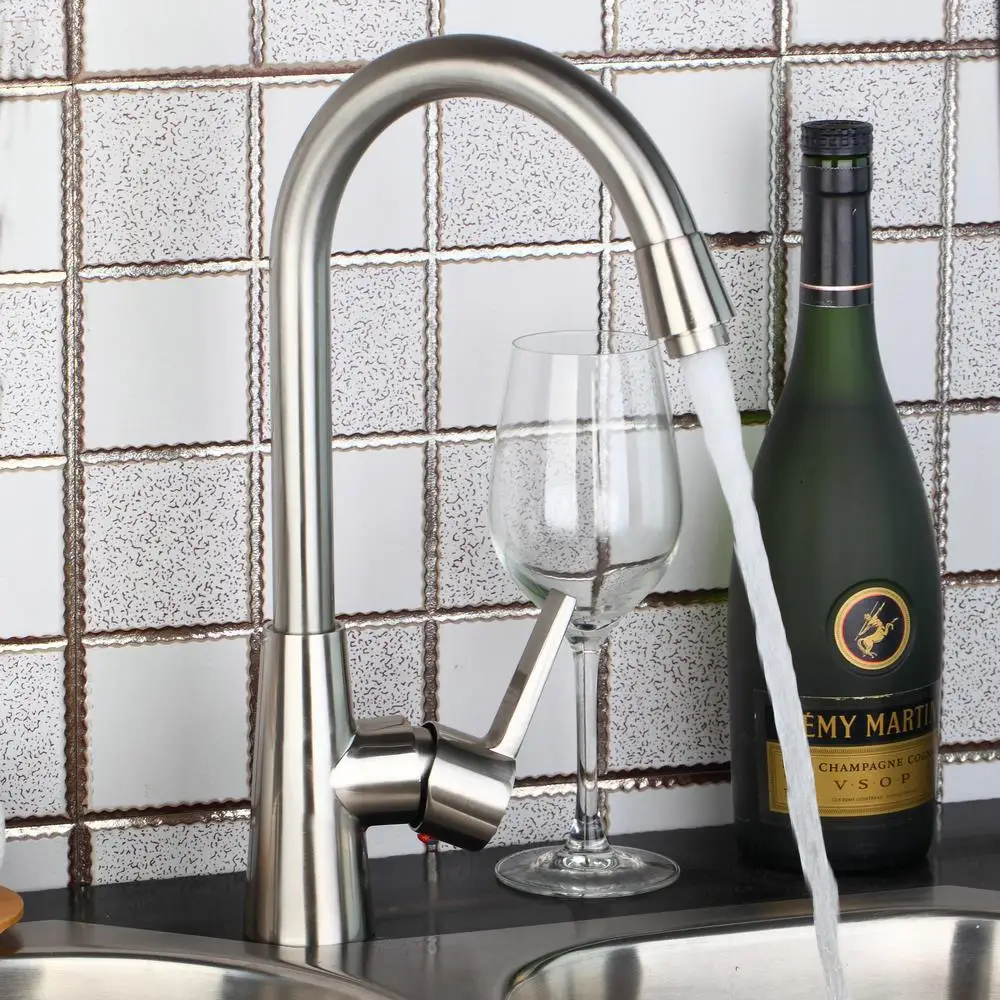 Swivel Faucet Kitchen Rotatable Spout Vessel Sink Mixer Tap Faucet 97196 Single Handle Tap torneira Nickel Brushed hot sale brushed nickel kitchen faucet spring style swivel spout single handle vessel mixer tap