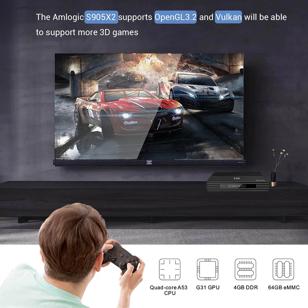 الروبوت 9.0 التلفزيون مربع 4 GB RAM 64 GB مربع التلفزيون الذكية Amlogic S905X2 دعم 1080 p 4 K 60fps جوجل اللعب مخزن نيتفليكس مشغل الوسائط