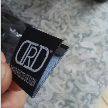 

1000PCS Custom shop name Manhattan fold damask black woven label for clothing 6 * 2.5 cm