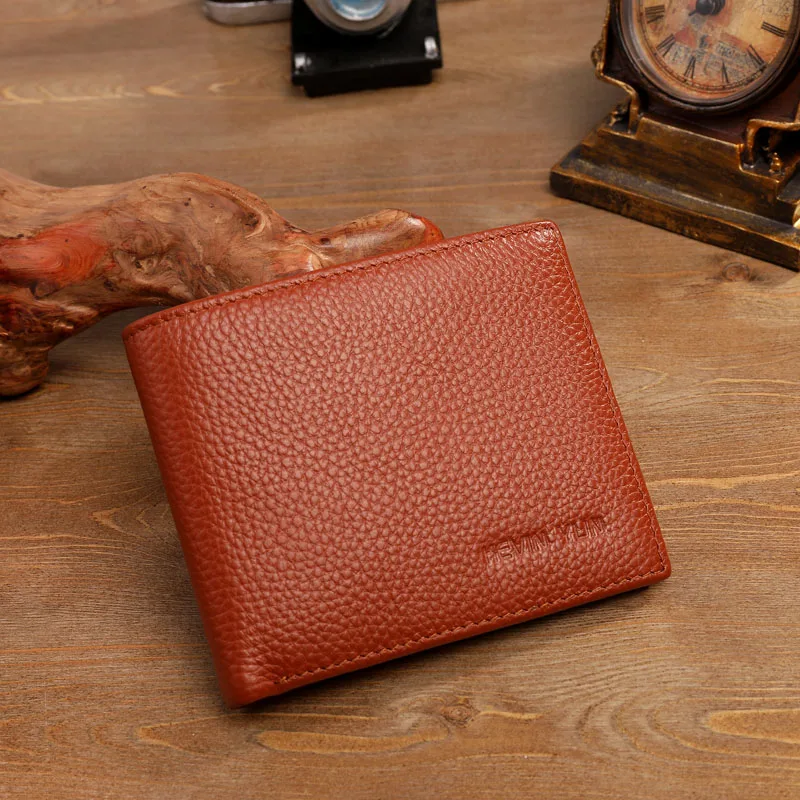 Men's Genuine Leather Bifold Wallet - Short Design with ID and Credit Card Holder
