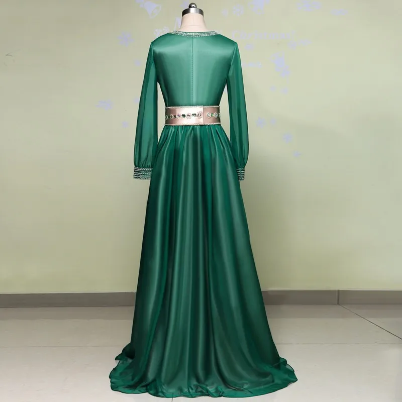 Elegant-Emerald-Green-Long-Sleeve-Evening-Dress-Gown-Arabic-Style-Evening-Dresses-Kaftan-Abiye-2016-Robe 2