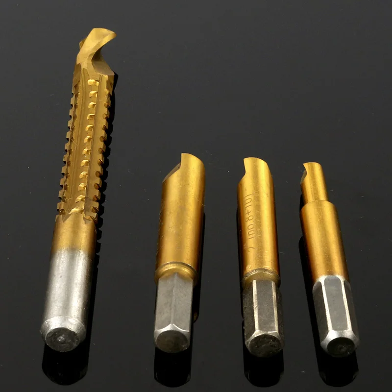 4pcs Hss Titanium Wood Screw Remover Extractor Saw Drill Screw Extractor Damaged Bolt Nut Remover Easy Out Drill Hole Saw Cutter