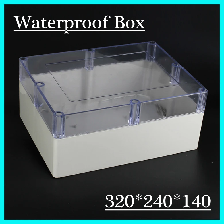 

(1 piece/lot) 320*240*140mm Clear ABS Plastic IP65 Waterproof Enclosure PVC Junction Box Electronic Project Instrument Case