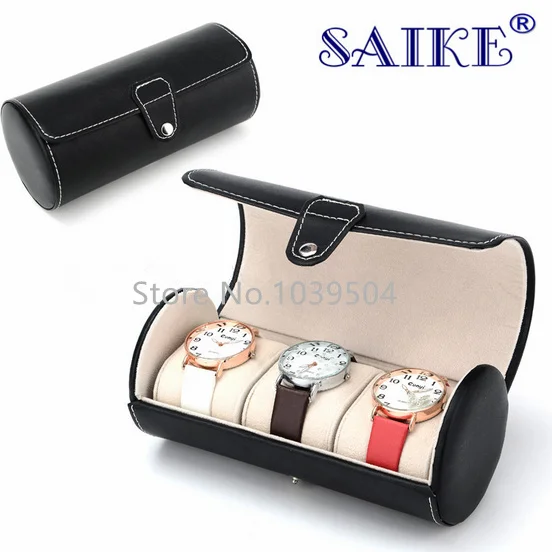 3 Slots Roll Leather Watch Boxes Case Black Mechanical Display Organizer New Bracelet Jewelry Packaging Storage Holder | Наручные часы