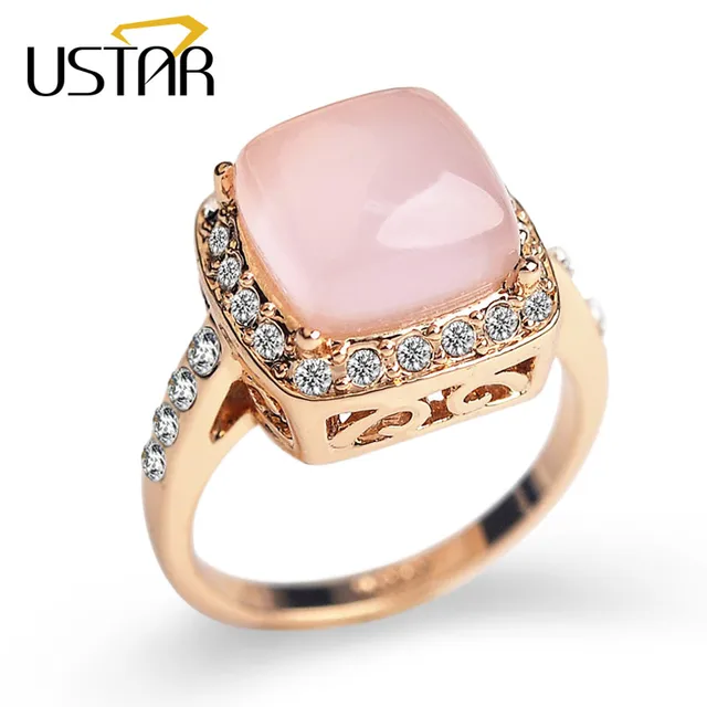 ustar square semi precious stone wedding rings for women rose gold color cubic zirconia crystals - Stone Wedding Rings ustar square semi precious stone wedding rings for women rose gold color cubic zirconia crystals - Stone Wedding Rings