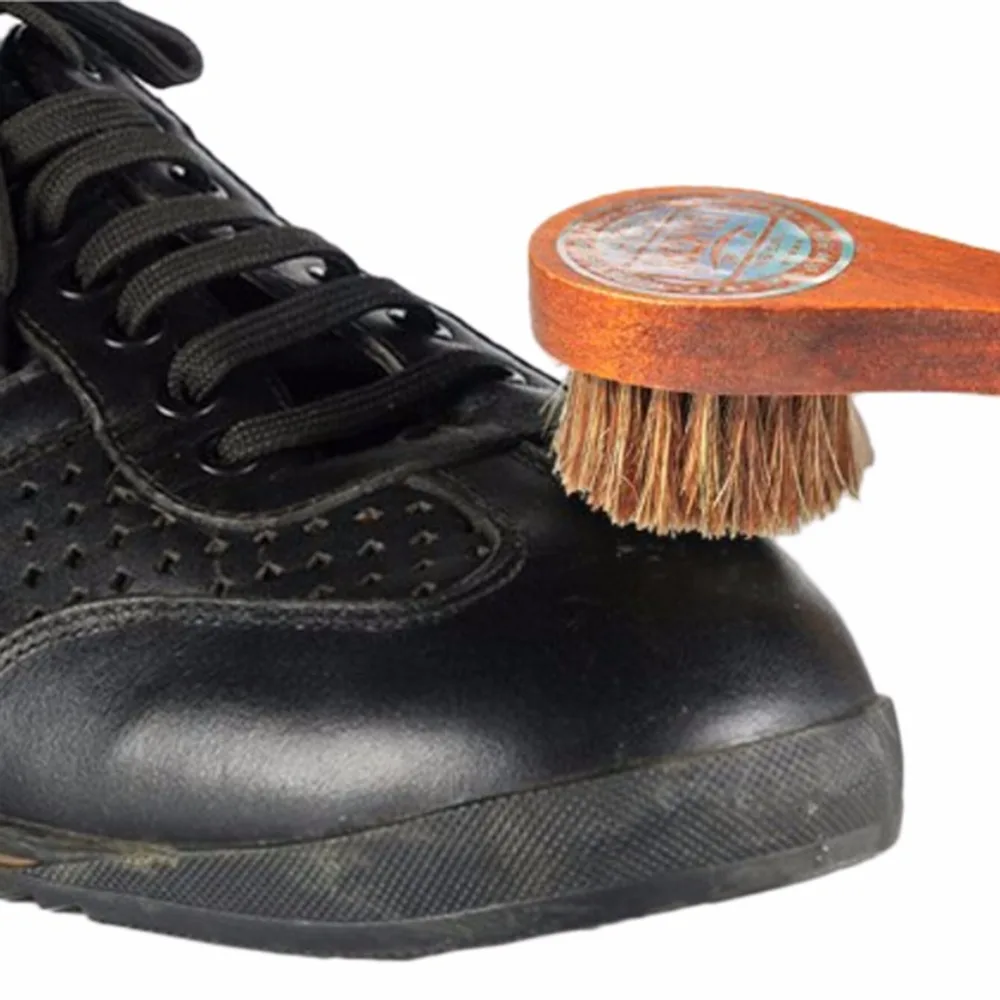 Новая полировальная щетка для ухода за длинной деревянной ручкой щетина для волос обувь щетка очиститель для обуви