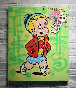 

Pop artist Painting Richie Rich Graffiti money popular's & famous artist arts poster hand painted no frame T-302