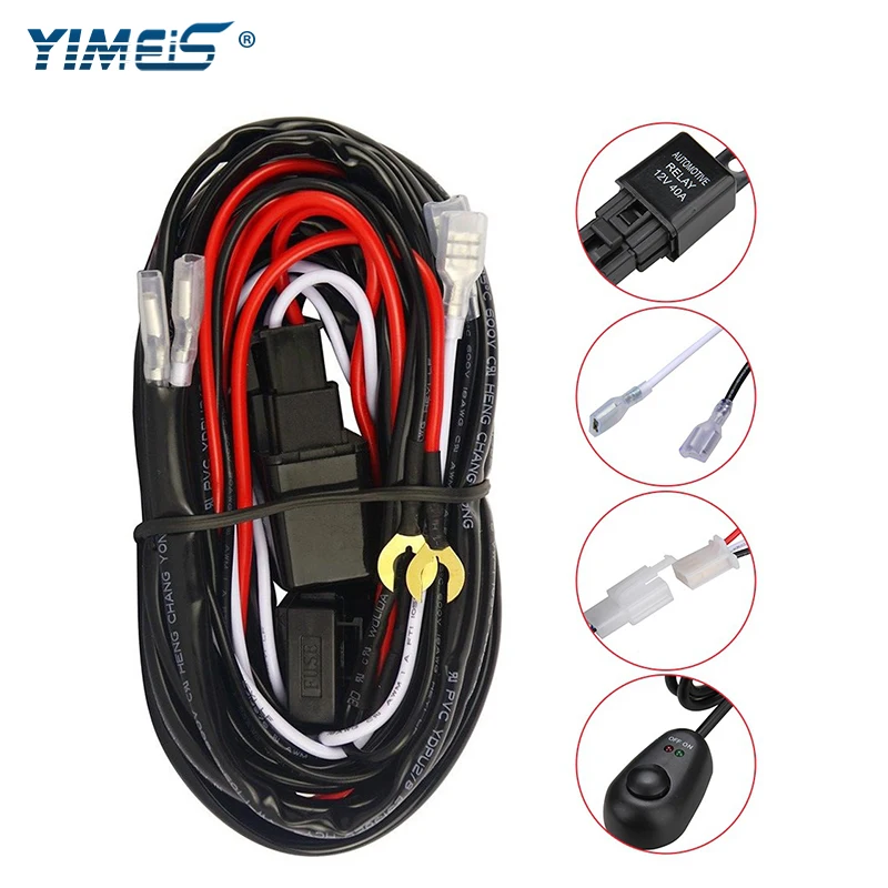 

Yimeis Offroad LED Work Light Bar Wiring Harness Relay Cable Switch Kit Loom For LED Work Driving Light Bar With Fuse Relay 12V