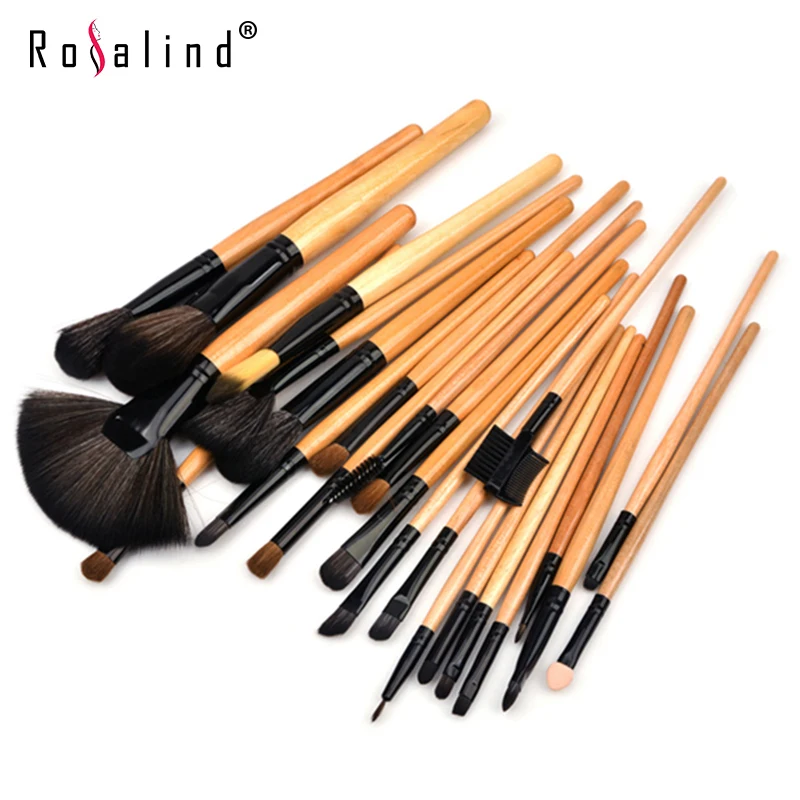 

Rosalind Professional Makeup Tools 24 Pcs Makeup Brushes Wooden Colors with Leather Case
