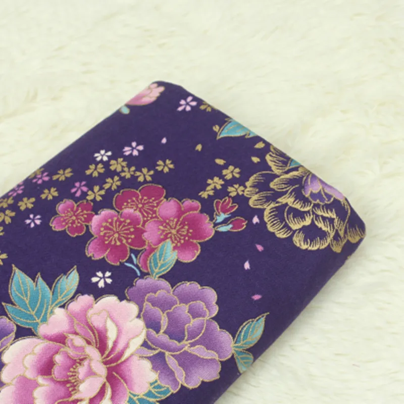 Полуярд импорт японская позолоченная пасторальная хлопчатобумажная ткань с принтом ткань ручной работы сделай сам пэчворк рот золото ткань для упаковки CR-985 - Цвет: purple
