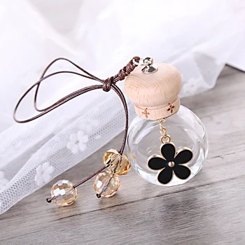 

Car Pendant Flower Glass Automotive Rearview Mirror Ornament Automobile Empty Bottle Decoration Accessorie Gift Without Perfume