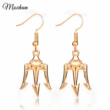 

MQCHUN Percy Jackson Movie Superhero Poseiden's Trident Dangle Earrings Poseidon Fork Drop Earring Fashion Jewelry 2 Colors
