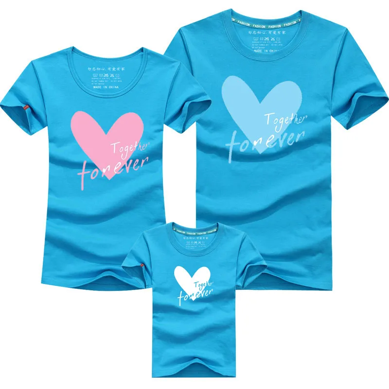 Одежда для мамы и дочки; Одинаковая одежда для семьи; футболка с надписью «Love family look»; одежда для мамы и сына; хлопковая одежда для папы и сына - Цвет: Sky Blue