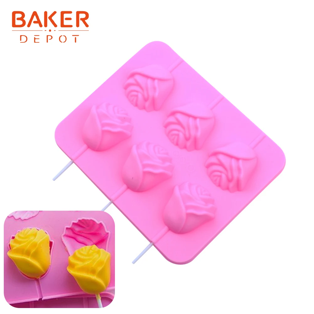 BAKER DEPOT силиконовая форма для леденцов Роза Конфеты Шоколад леденец форма для торта Форма для выпечки кондитерских изделий 3D цветок