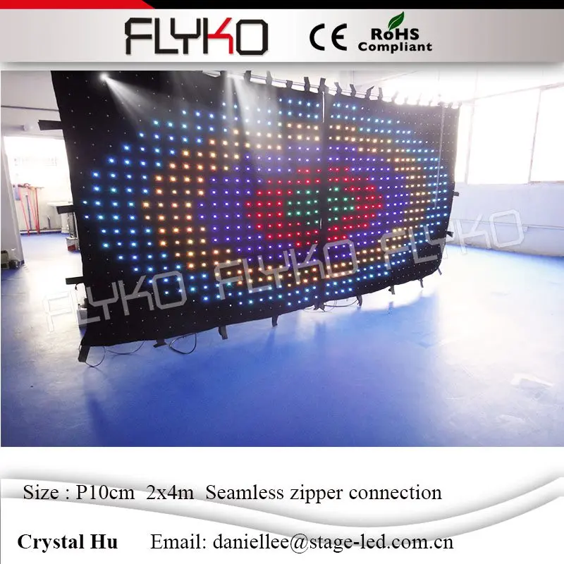 

FLYKO LED Video Curtain,Fast Ship LED Vision Curtain With Professional Line Off Controller For DJ Backdrops 2x4m p10cm
