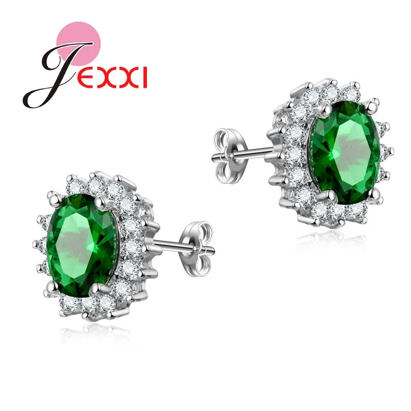 Горячая Распродажа, модные красочные 925 пробы серебряные серьги/серьги-гвоздики, полный красивый кубический цирконий, кристалл