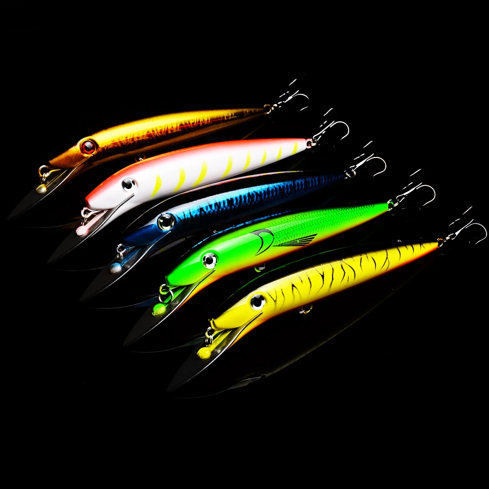 1 Pcs Big Minnow Pesca Isca Isca Wobbler Jerkbait Peche 20 cm 45g Mar Trolling Lure Baixo yo Zuri Imbecil Idiota Gancho Yuzi 8 Iscas artificiais