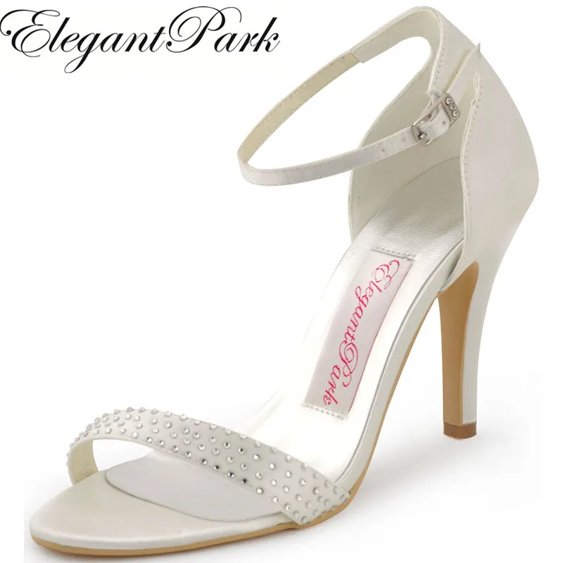 

Woman Summer Sandals HP1408 Rhinestone High Heel Ankle Strap Pumps Satin Women's Wedding Bridal Shoes Prom Sandals Woman shoes
