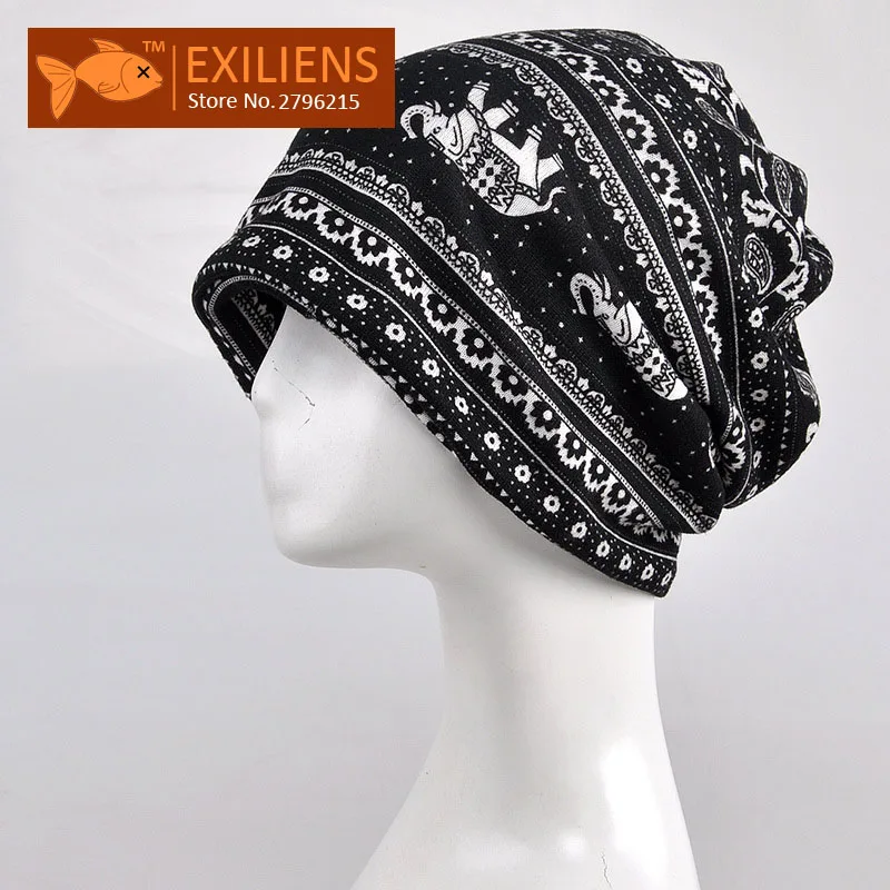 

[EXILIENS] 2017 New Autumn Winter Beanies Caps Cartoon Top Hat For Women Men Unisex Hot Scarf Neckline Dual Knit Hats Skullies
