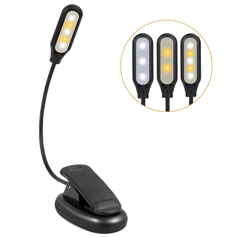 1PC NEW Reading Lamp 5 LED Book Light Easy Clip On Reading Lights For Reading Eye-Care USB Charge Lamparas 40MR1105