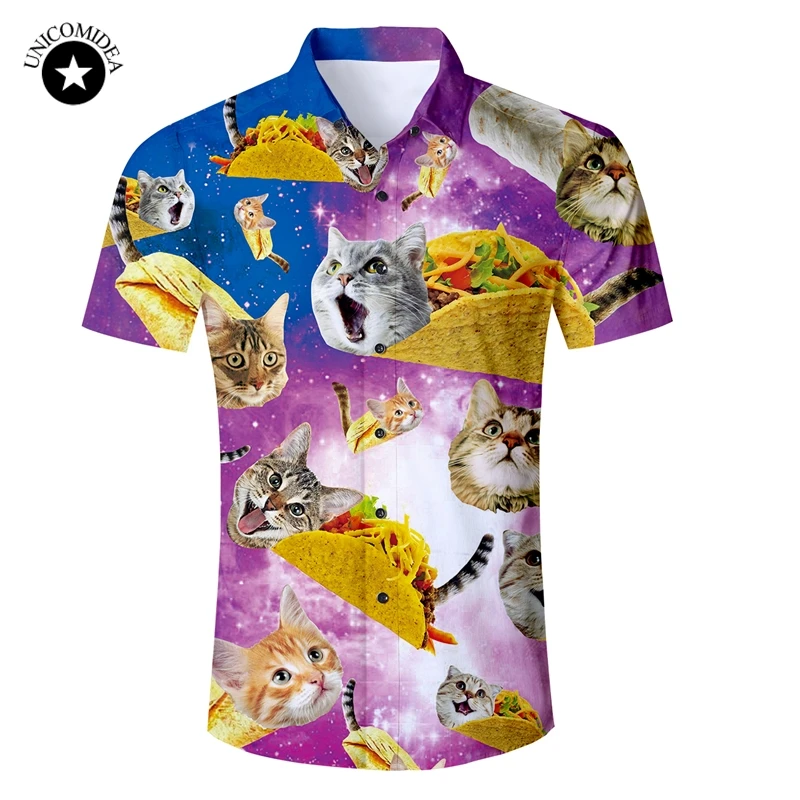 Eur Size Mens Shirt Funny Galaxy Space Cat Kitten 3d Print ...
